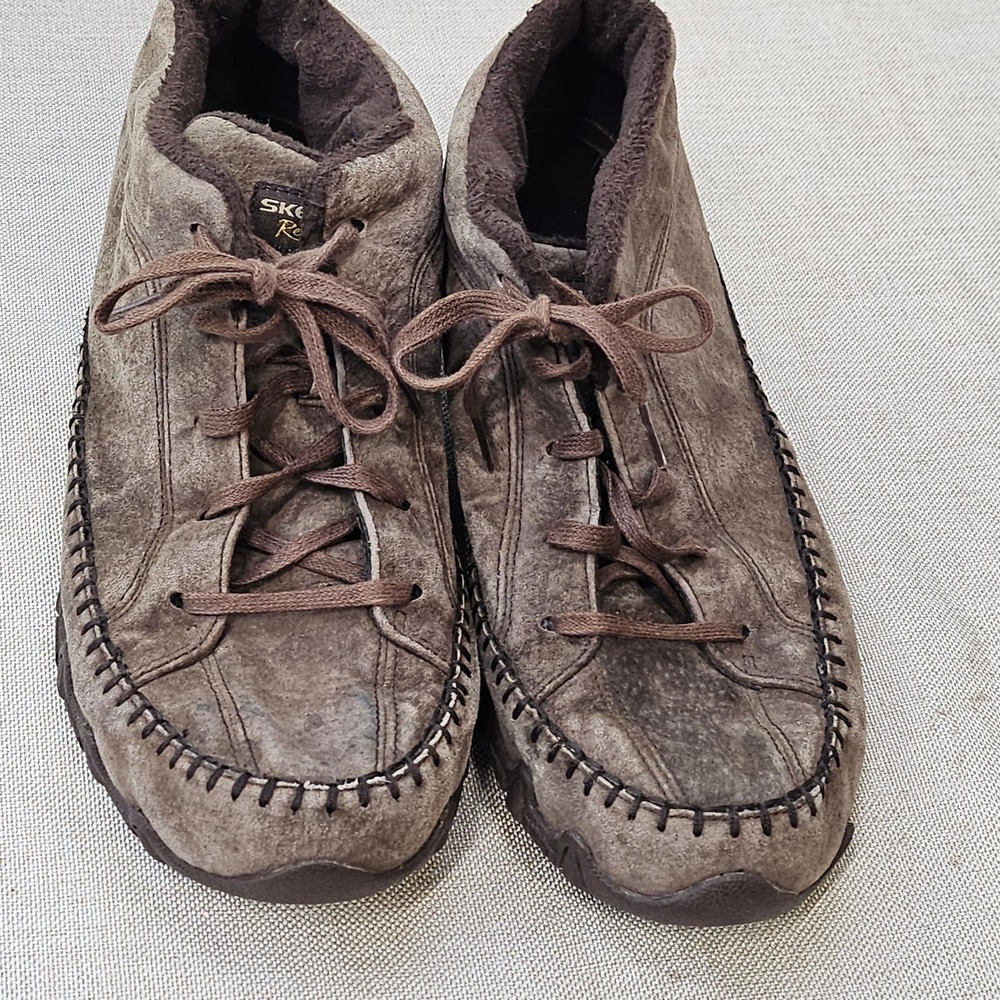 Skechers Relaxed Fit Boots Womens 10 Brown Leather Faux Fur Lined SN 49013 Ankle
